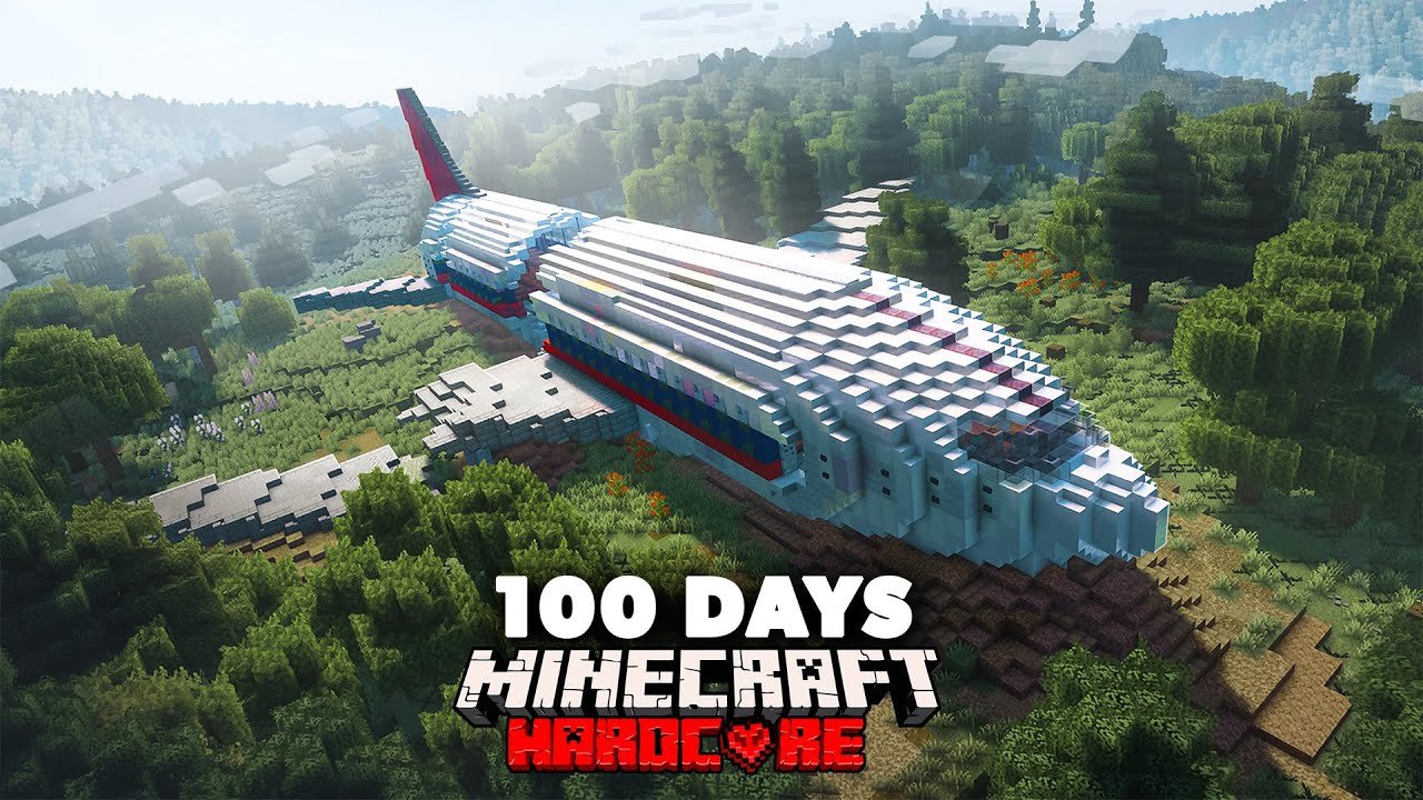 I Spent 100 Days in a Plane Crash in Hardcore Minecraft… Here’s What Happened