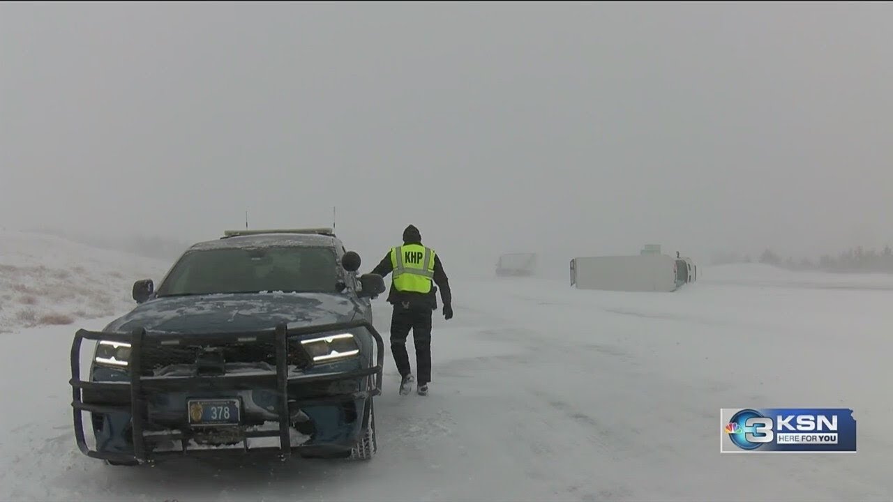Blizzard conditions impacting travel in Kansas
