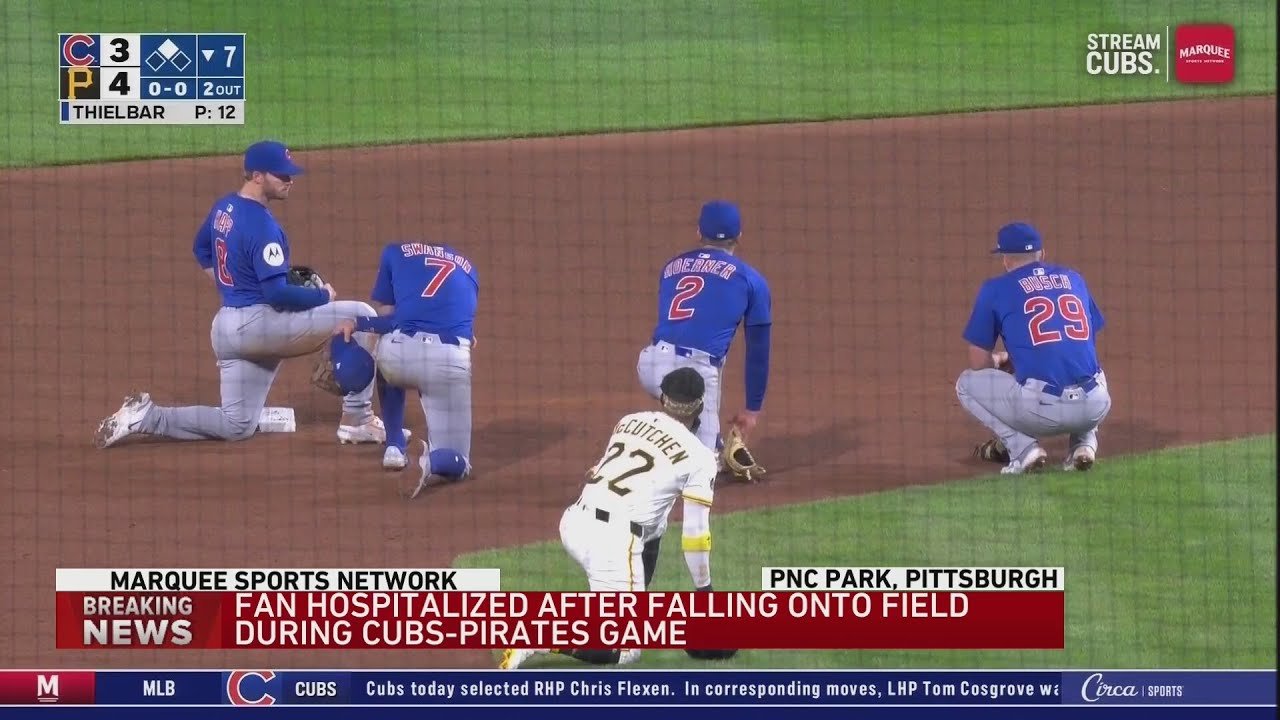Fan falls from 21-foot Clemente Wall at PNC Park in Pittsburgh during Cubs-Pirates game