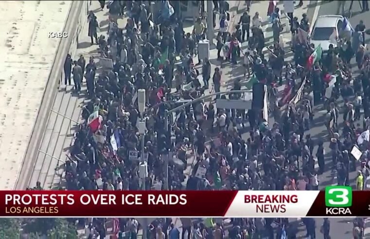 Protests over ICE raids continue Monday in California