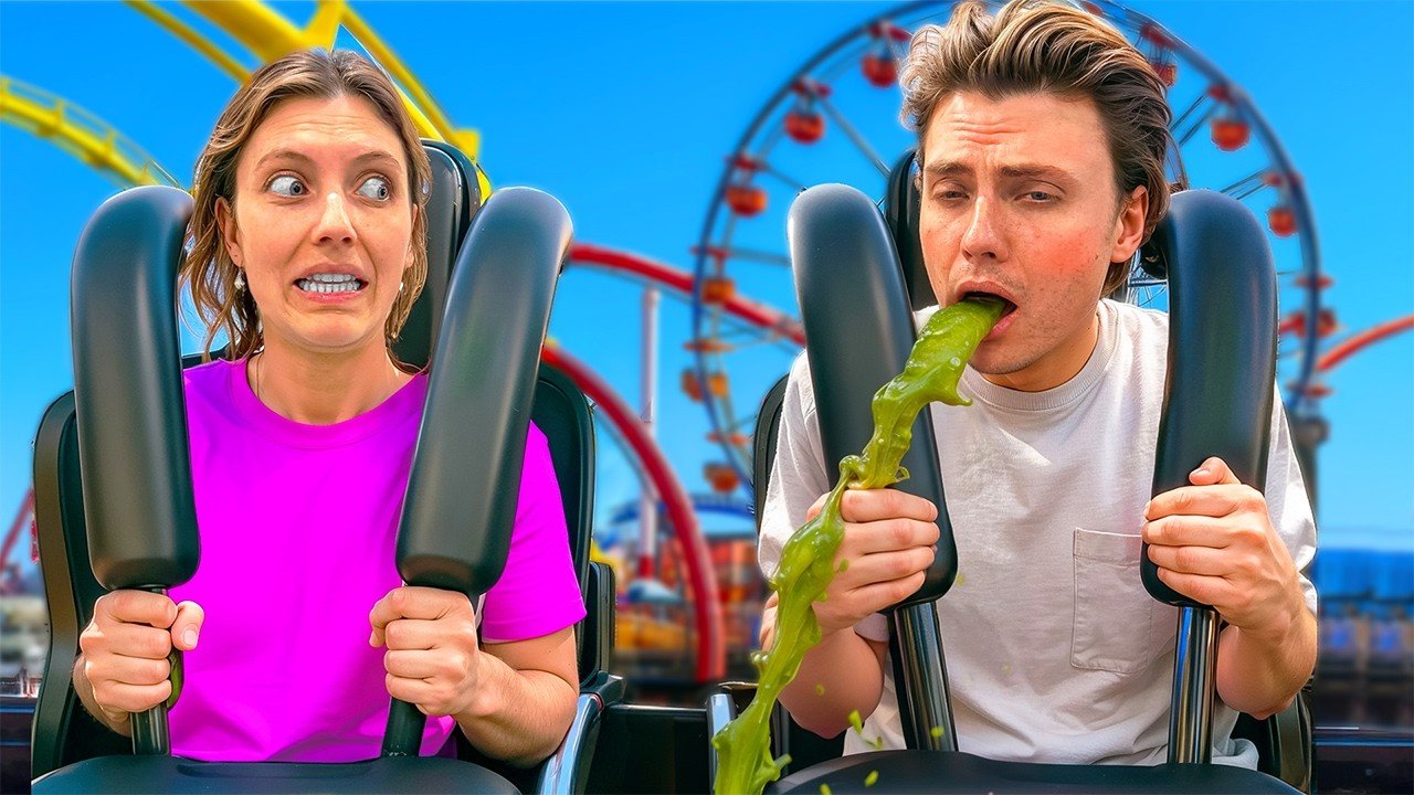 MY Brother THREW UP on the ROLLER COASTER!