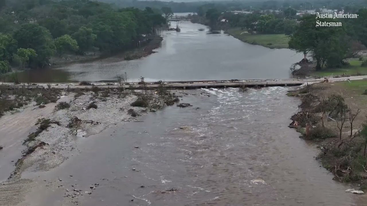 Camp Mystic and Texas flooding raw, drone footage from the Guadalupe to the San Gabriel River