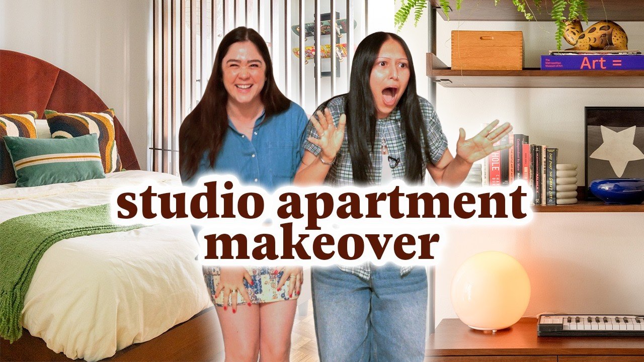 *EXTREME* 183 Sq Ft Studio Apartment Makeover | Retro Mid-Century Modern Style