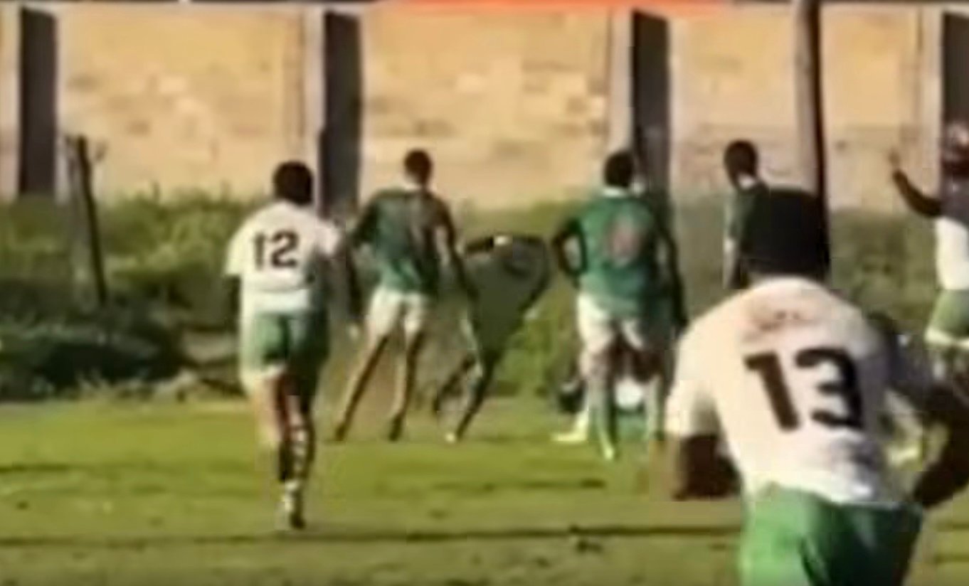 Red-carded club player punches ref
