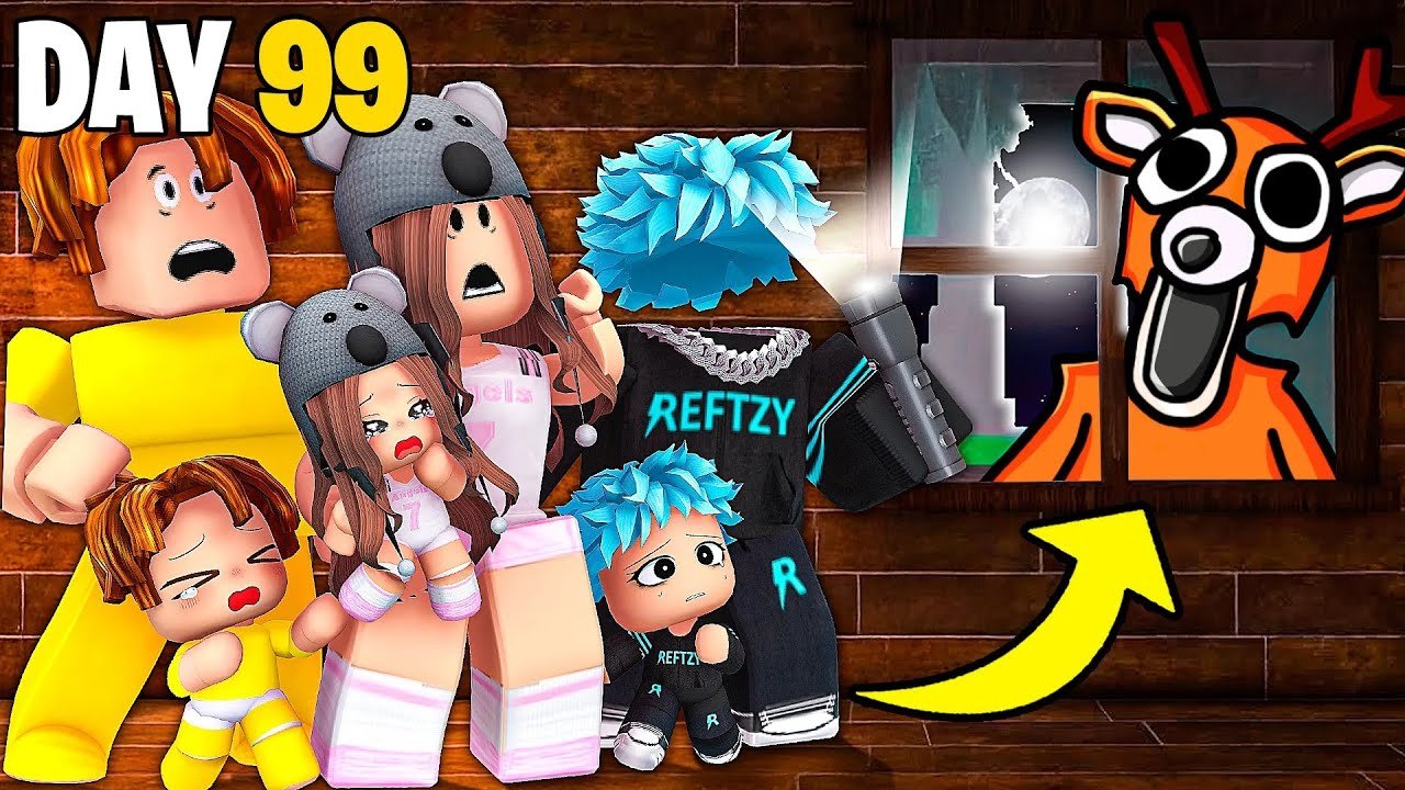 Surviving 99 DAYS In The Roblox Forest with my FAMILY..