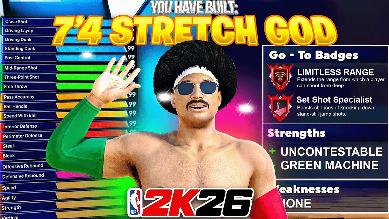BEST STRETCH BIGMAN BUILD in NBA 2K26! LEGEND REBOUNDING + LIMITLESS RANGE! BEST CENTER BUILD 2K26!