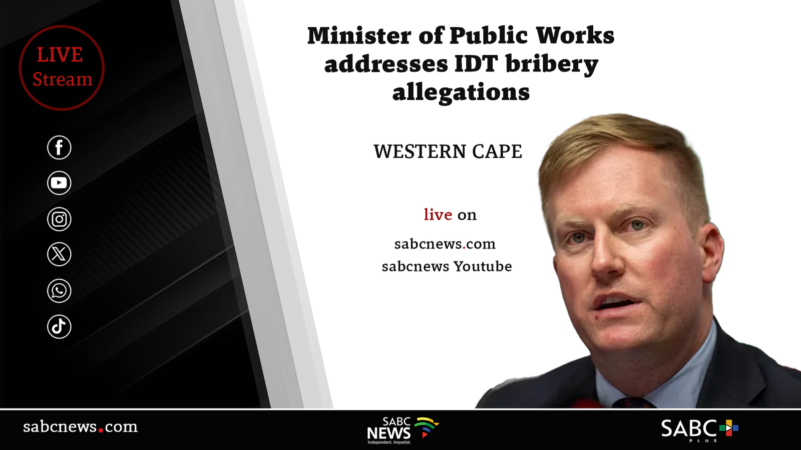 LIVE | Minister Macpherson addresses IDT bribery allegations